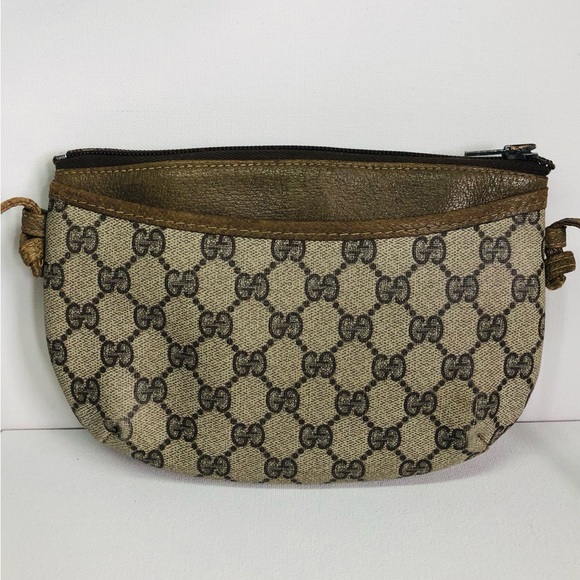 Vintage ✨ Gucci GG Monogram Coated Canvas Leather Crossbody Authenticated COA - Picture 3 of 16